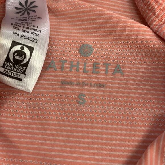 Athleta Max Out Side Tie Pink Coral Athletic Striped Polka Dot  Top Small - Picture 7 of 8